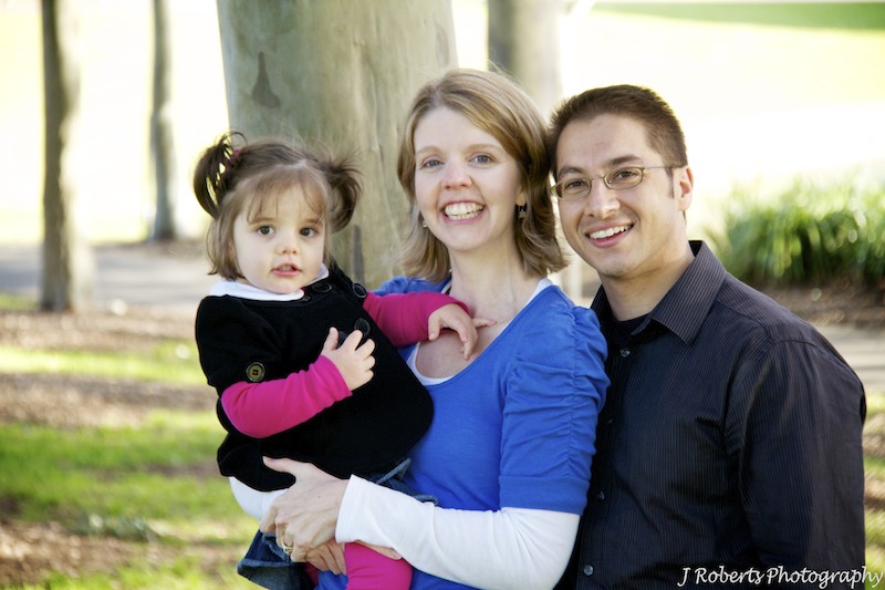 family of 3 at the park - family portrait photography sydney